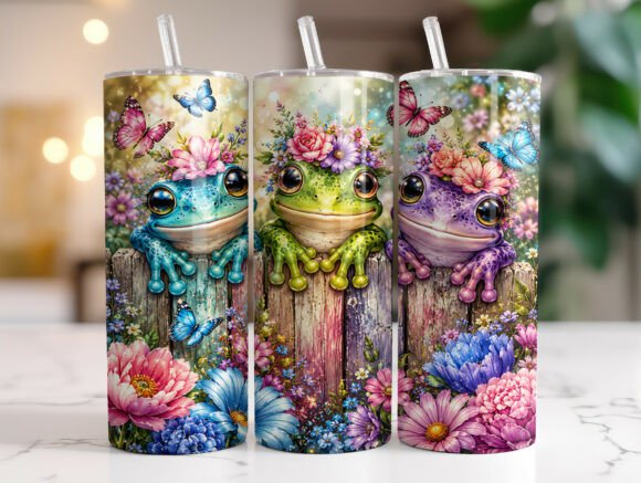Download Cute Floral Frog 20oz Tumbler Wrap PNG - Premium Bundle
