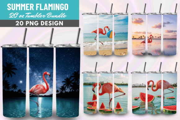 Download Summer Flamingo 20oz Tumbler Wrap Design - 20oz tumbler Collection