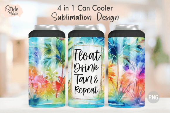 Download Float Drink Tan Repeat 4 in 1 Can Cooler - 4 in 1 Collection