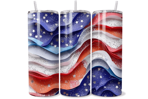 Download 3D Red White Blue Wavy Tumbler Wrap - Red white blue Collection