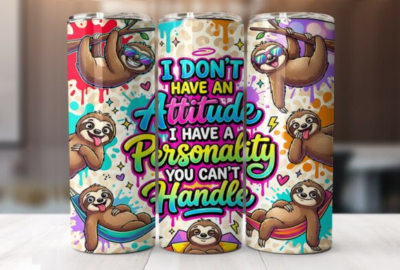 Download Funny Sloth Quote 20oz Tumbler Wrap PNG - 20oz tumbler Collection