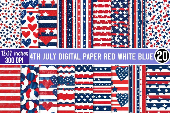Download 4th July Digital Paper Red White Blue - Red white blue Collection