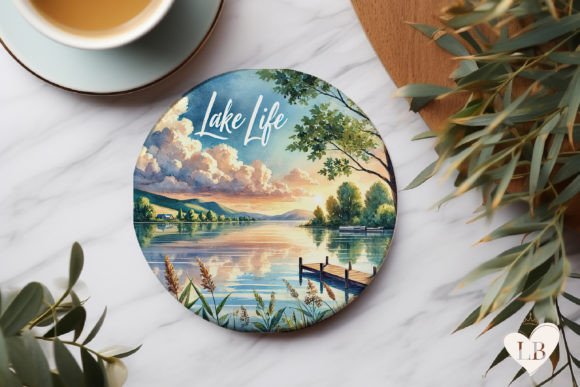 Download Lake Life Round Coaster PNG, Lake Dock D - Lake Collection