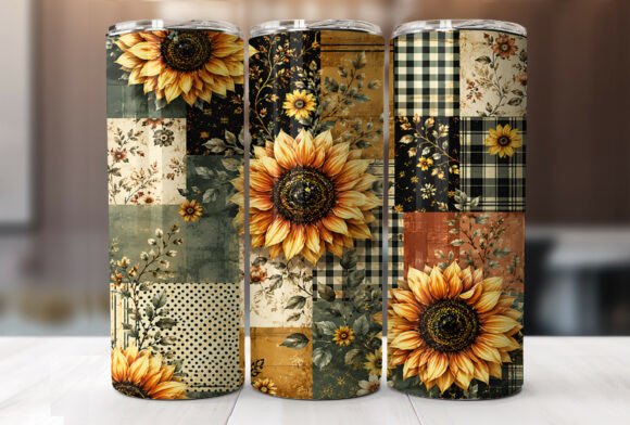 Download Rustic Sunflower Plaid 20oz Tumbler Wrap - Premium Resources