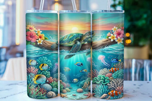 Download Sea Turtle Ocean 20oz Tumbler Wrap PNG - Premium Resources