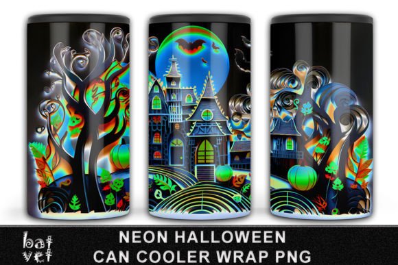 Download 4 in 1 Neon Halloween Can Cooler Design - 4 in 1 Collection