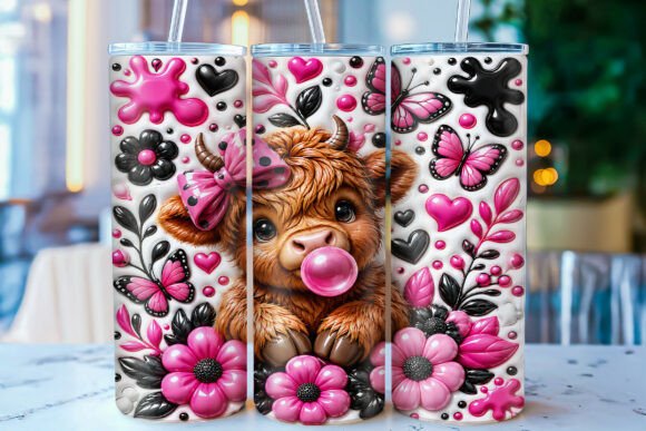 Download Inflated Highland Cow 20oz Tumbler Wrap - 20oz tumbler Collection