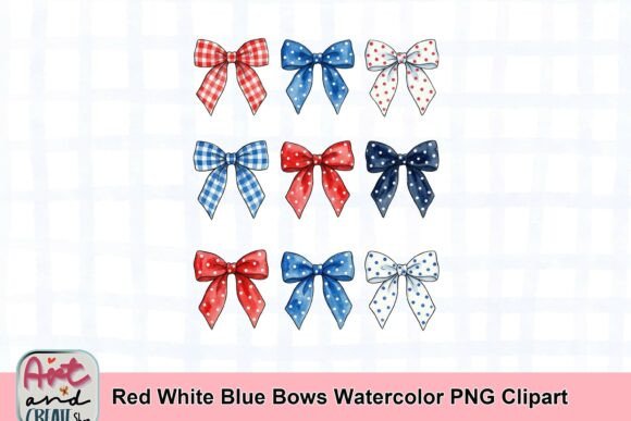 Download Red White Blue Bows Watercolor PNG Clipart - Red white blue Collection