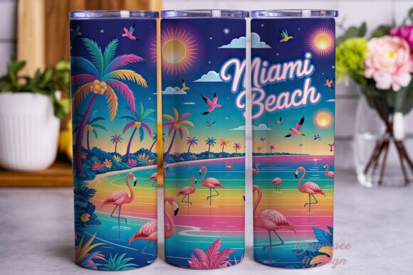 Download Miami Beach Flamingo 20oz Tumbler Wrap - 20oz tumbler Collection