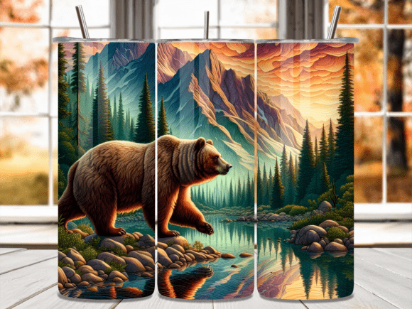 Download Wild Bear Mountain Lake Tumbler Wrap - Lake Collection