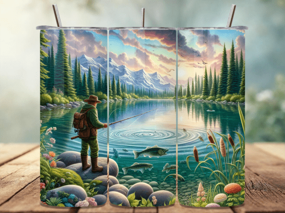 Download Scenic Mountain Lake Fishing Tumbler PNG - Lake Collection